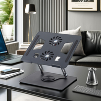 Meilleur Support Rotatif 360 Pas Cher pour Tablette PC, Pliable en Alliage d'Aluminium, Réglable avec 2 Ventilateurs de Refroidissement