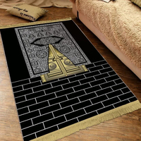 Alfombra-Alfombras de terciopelo turco islámico-Grandes regalos de Ramadán-Alfombra de oración Janamaz Mujeres Hombres-Alfombra islámica-Estera musulmana portátil