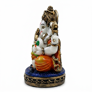 Traditional Handicraft Colored Resin Lord Ganesh <b>Statue</b> Hindu God Figurine Elephant Sculpture <b>Gold</b> Accent Diwali Home Decor - Product Image 1