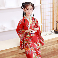 Vente en gros de robes kimono yukata traditionnelles japonaises pour filles, robe de bain en satin fantaisie, robe kimono à imprimé floral