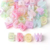 Perles Alphabet en Acrylique Iridescent Effet Gelée à Grand Trou, Lettres A-Z pour la Fabrication de Bracelets, Porte-clés, Breloques de Téléphone et Bijoux DIY