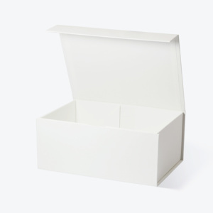 A5 Deep Fine Linen <b>Embossed</b> <b>Paper</b> Finish Magnetic Closure Gift Box Textured Surface, Foldable White Rigid Box with Ribbon - Product Image 4