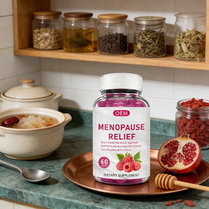 Vitamines pour soulager la ménopause pour femmes, en gummies, marque privée OEM ODM, cohosh noir, igname sauvage, trèfle rouge, aide à soulager les sueurs nocturnes - Product Image 3