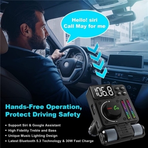 Thông tin phản hồi tốt MT01 xe FM Transmitter MP3 máy nghe nhạc không dây rảnh tay cuộc gọi Type-C + USB Car Charger MP3 Music Player - Product Image 2