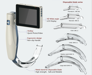 Laringoskop LED serat optik sekali pakai medis, dapat digunakan kembali/anestesi laringoskop - Product Image 5