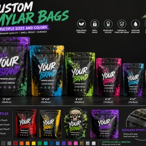 Bolsas de Mylar de Alta Calidad con Colores Personalizables, 3.5g 7g 14g 28g 35g, Bolsas de Mylar Lisas a Prueba de Humedad con Diseño - Product Image 1