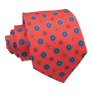Pure Silk Wholesale Men Necktie Custom 7 Fold Printed Tie