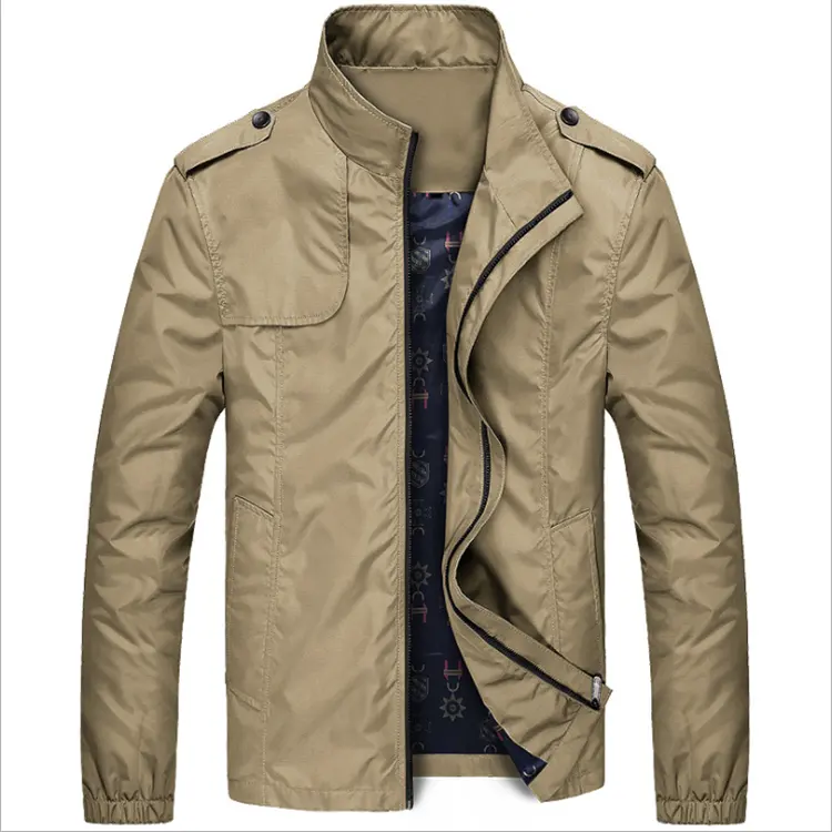 Toptan yeni bahar sonbahar erkekler rahat ceket ceket erkek moda yıkanmış % 100% saf pamuk giyim ceketler erkek mont
