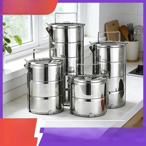Lonchera Económica de Acero Inoxidable de 14 cm, Apilable de 2/3/4 Niveles, Porta Alimentos Tradicional para Picnic y Almuerzo al Aire Libre - Product Image 3