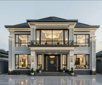 Villa moderne en acier léger de style ferme américaine, maison modulaire en acier résistante aux chocs avec plans gratuits pour villas anti-typhon en bord de mer