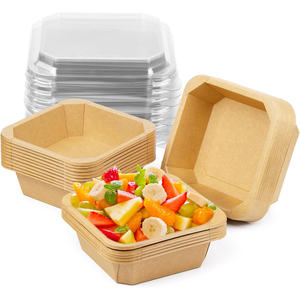 Bol à salade octogonal en papier kraft jetable, directement de l'usine, avec logo personnalisé, épaissi, pour camping et extérieur - Product Image 1