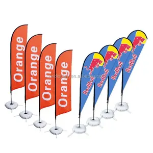 Venda quente suporte windproof pena praia bandeira pólo kit bandeira personalizada pena bandeira para publicidade ao ar livre