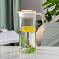 Set botol air pendingin kaca pola vertikal, lima buah pot jus rumah kapasitas besar tingkat tinggi