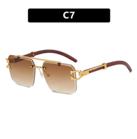 Lunettes de soleil carrées sans monture TY70 à coupe diamant avec branches décorées léopard, style unisexe tendance pour influenceurs