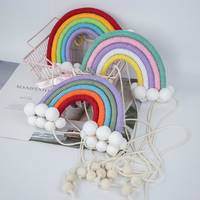 100% fait à la main coton macramé tenture bohème arc forme Art avec gland pour décor de maison Installation auto-adhésive