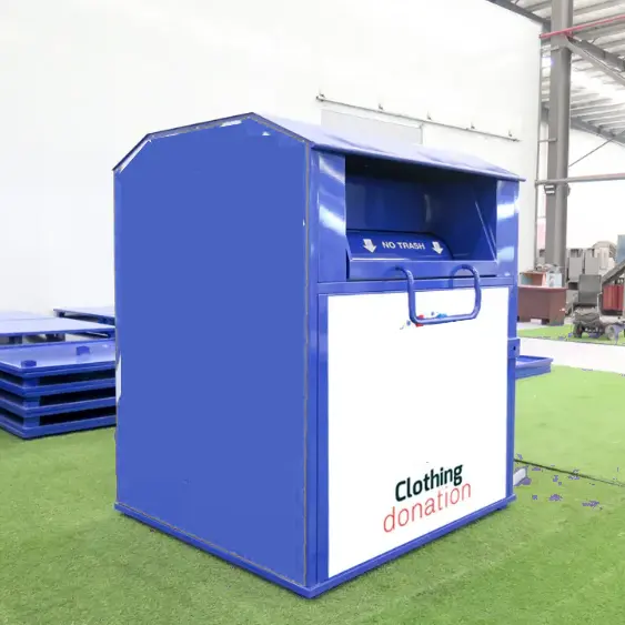 Kotak wadah pakaian Volume besar, kotak eksplorasi pakaian mesin perawatan limbah daur ulang untuk toko pakaian