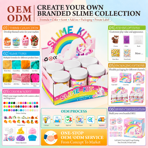 Kit de slime licorne 6 pots, ensemble de slime arc-en-ciel avec boîte de présentation pour enfants, anti-stress, vente en gros - Product Image 6