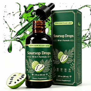 Gotas Líquidas de Guanábana Saludable OEM 10 en 1 con Extractos Herbales de Musgo Marino, Moringa, Cúrcuma, Aceite de Semilla Negra y Ashwagandha - Product Image 1