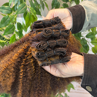 Anna - Extensions de cheveux synthétiques à mèches, mélange de cheveux humains, 7 pièces, qualité supérieure, aspect naturel, vente en gros directe d'usine