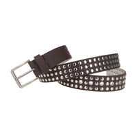 Ceinture en cuir PU marron à clous style punk, pour la vente en gros et la distribution, idéale pour jeans, disponible en vrac
