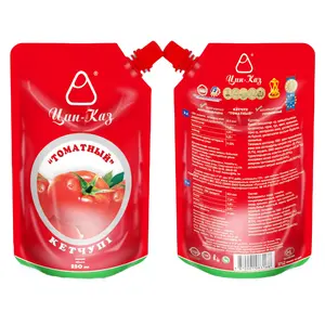 Aseptic Bag Tomato Paste Packaging Material With Inner Straw Pouch Spout Stand Up Pouch Aluminum Plastic Bag