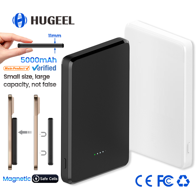 Magnetic 5000mAh Wireless Power Bank Super Thin 11mm PD20W Fast Charging for Phone 16/15/14 Compatible Li-Polymer Battery Pack