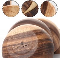 Saladier en bois naturel d'acacia Ensemble rond de bol de service de nourriture Matériel de cuisine en bois Bol en bois fait à la main pour les enfants