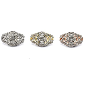 Bague de mariage classique fantaisie en or blanc massif 18 carats avec diamants synthétiques en pavé, vente en gros Hong Kong, pour femme, idéale pour les fêtes - Product Image 4