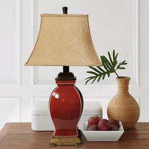अमेरिकी बेडरूम बेडसाइड टेबल लैंप सरल आधुनिक गर्म कमरे में रहने वाले सोफे सजावटी दीपक रोमांटिक गर्म प्रकाश चीनी मिट्टी टेबल लैंप - Product Image 2
