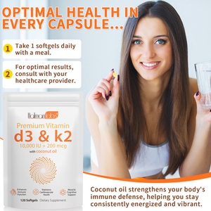 Capsule di <span class=keywords><strong>Vitamina</strong></span> <span class=keywords><strong>D3</strong></span> K2 Vegane 10000UI <span class=keywords><strong>con</strong></span> Olio di Cocco, Integratore per Salute Immunitaria e Cardiovascolare, Etichetta Privata Hatmanlabs - Product Image 4
