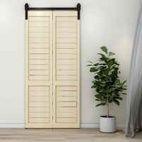 Kit de quincaillerie moderne pour porte de grange coulissante bi-pliante de 3 à 6,6 pieds, en alliage d'aluminium durable, avec rail à roulettes pour 2 portes, glissement fluide et silencieux, fixation par vis