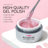 Fournisseur OEM de produits pour les ongles, gel UV de construction sans HEMA ni TPO, 10 couleurs, 50g, extension d'ongles, auto-nivelant, gel dur pour salon de manucure