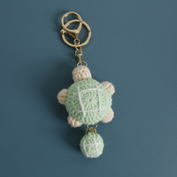 Porte-clés tortue au crochet fait main, mignon, tricoté, breloque de sac, pendentif animal pour clés, sac à dos, cadeau adorable pour couple