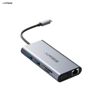 10 in 1 Hub USB C untuk PC, Ekspander Port USB, Adaptor Pengisi Daya, Docking Station Laptop, Hub USB dengan USB 3.0 dan RJ45