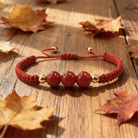 Bracelet ethnique tressé à la main en corde rouge réglable avec corail 8 mm, porte-bonheur pour femme, cadeau tendance