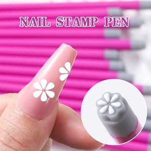 Stylo tampon à tête en silicone pour manucure DIY, motifs papillon et fleur, outil de transfert d'impression, vente en gros pour salons - Product Image 2