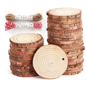 Natural Pine Wood Log Slices Wooden Circles For DIY Crafts Unfinished Pine Wood Coasters