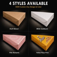 Boîte à pizza triangulaire en papier kraft de qualité alimentaire, sans colle, avec fermeture à fente, 24,5x18,5x4,5cm, emballage à emporter, impression personnalisée OEM