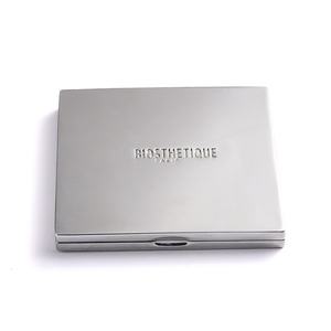 Dual Sided Square Shape Silver Plated Debossed Custom Logo <b>Compact</b> Pocket <b>Mirrors</b> - Product Image 3
