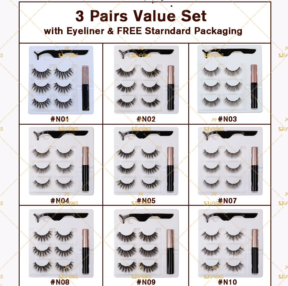 Ensembles de cils magnétiques avec emballage gratuit