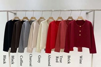 Cardigan en maille texturée à col rond pour femme, coupe courte et décontractée, veste tricotée de luxe à manches longues pour femme
