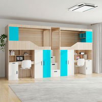 Lit mezzanine en bois durable et peu encombrant avec bureau et étagères pour adolescents garçons, taille double, design moderne
