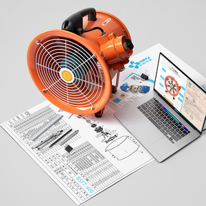 Ventilador Axial Industrial Bsft 400 de 28 Pulgadas con Aspas de Aleación de Aluminio, Eléctrico, Naranja, Portátil, para Ventilación y Extracción de Humo - Product Image 1