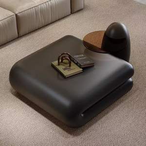 Square Coffee <b>Table</b> Resin Cream Color Modern Design Living Room Furniture - Product Image 2