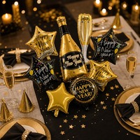 Ensemble de ballons en feuille d'aluminium 2027, noir et or, Joyeux Nouvel An, ballons en mylar en forme d'étoile et ronds, décoration de fête du Nouvel An, vente en gros