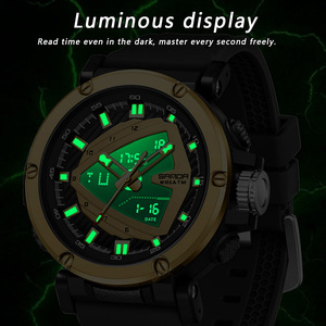 SANDA 9052 Montre électronique à double affichage tendance, montre-bracelet de sport multifonctionnelle décontractée avec fonction d'alarme - Product Image 3