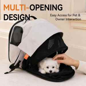 <b>Pet</b> Backpack <b>Carrier</b> Oxford Breathable Mesh Zipper Closure Solid Color Cats Backpack Travel <b>Carrier</b> - Product Image 5