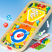 Jeu de société en bois multi-jeux pour enfants, 2 joueurs, avec Flick Chess, Serpents et Échelles, Bowling, Hockey sur glace, Cadeau pour fête de famille