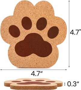 Cute Cartoon <b>Cat's</b> Paw Coaster Heat Insulation Anti-Ironing Eco-Friendly 12cm Wooden Dining Table Cork Food Use Tea Bowl Pad - Product Image 2