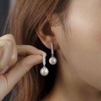 Boucles d'oreilles perles de Tahiti accessoires en gros 925 argent boucle d'oreille bijoux semi-montures boucles d'oreilles perles d'eau douce naturelles montages